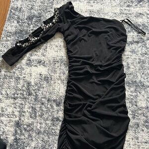 Vintage Boutique Elegant Black One-Shoulder Dress